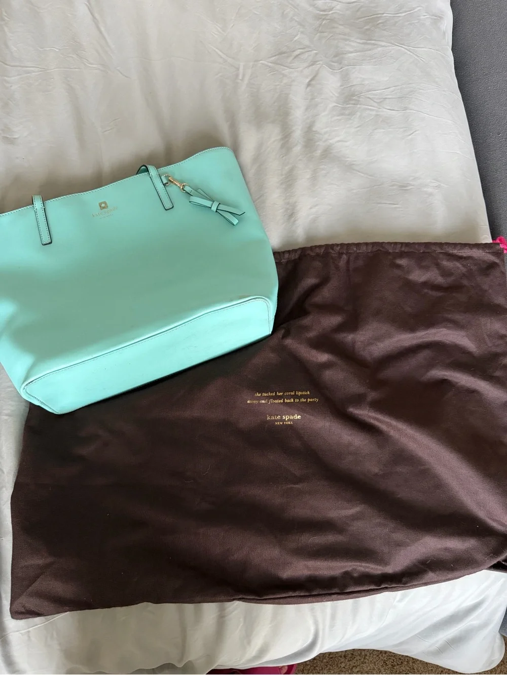 Kate Spade Teal Tote Bag - Classic Leather Shoulder Tote
